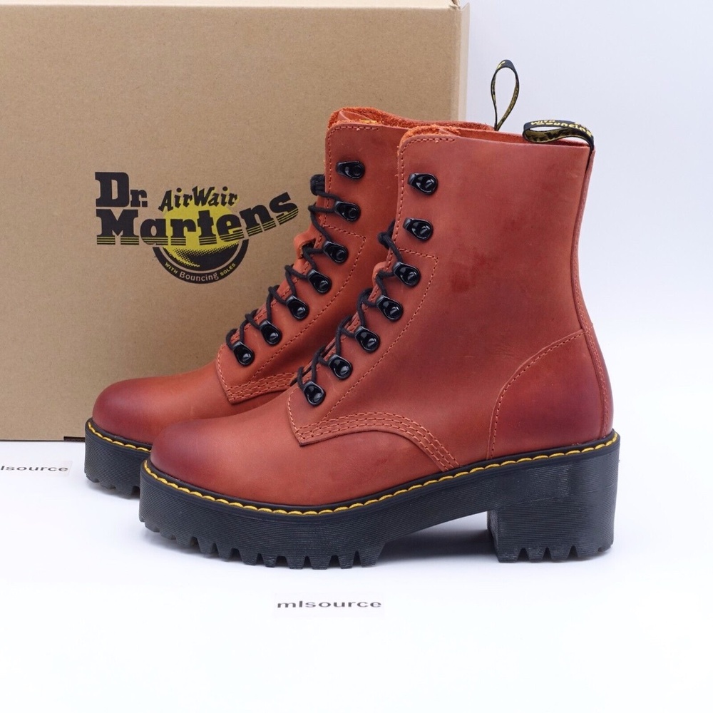 Dr. Martens Women's Rust Brown Platform Lace-Up Ankle Boots